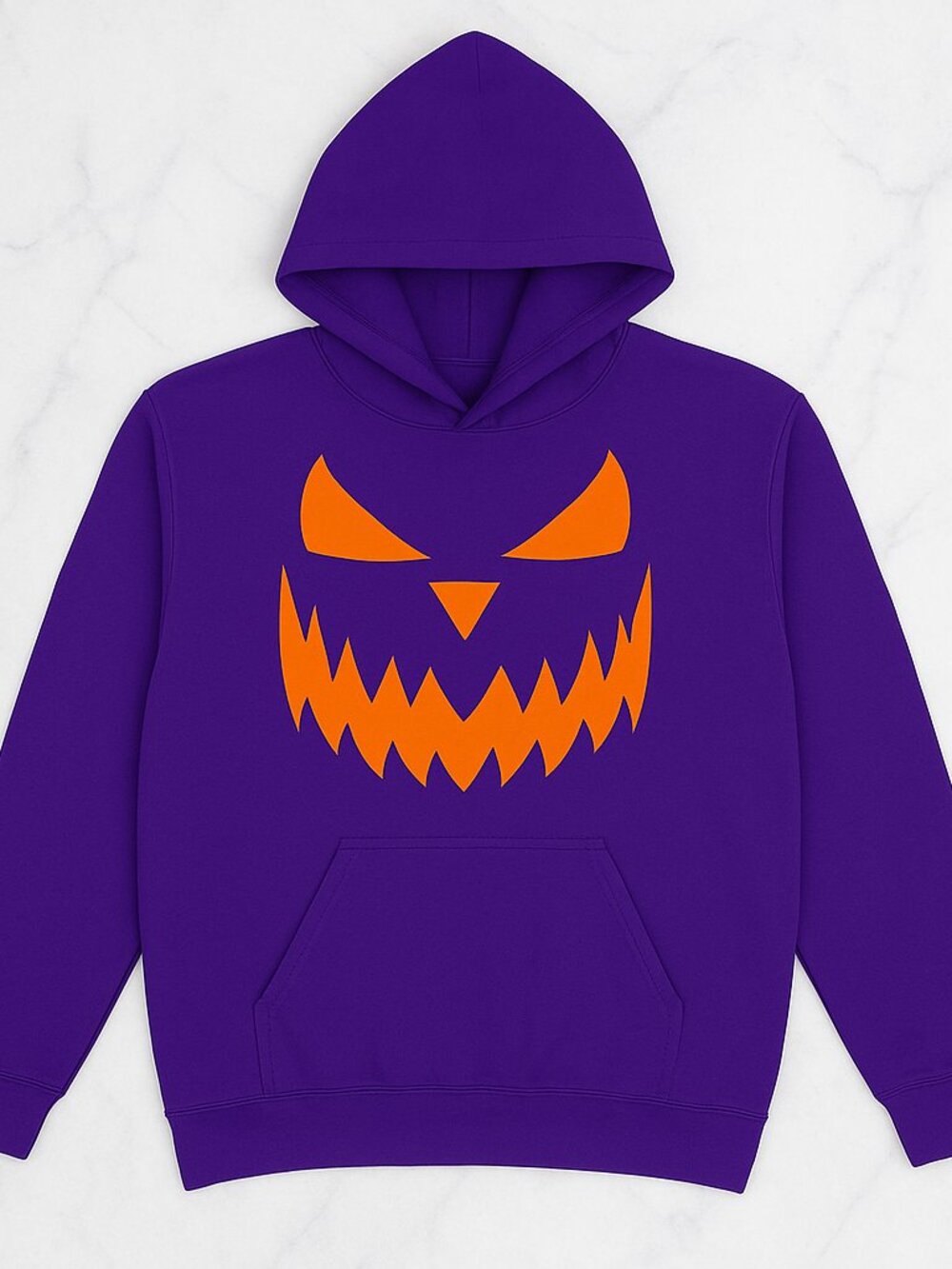 Kids Jack-O-Lantern Pumpkin Face Halloween Hoodie purple  Spooky Pullover Unisex